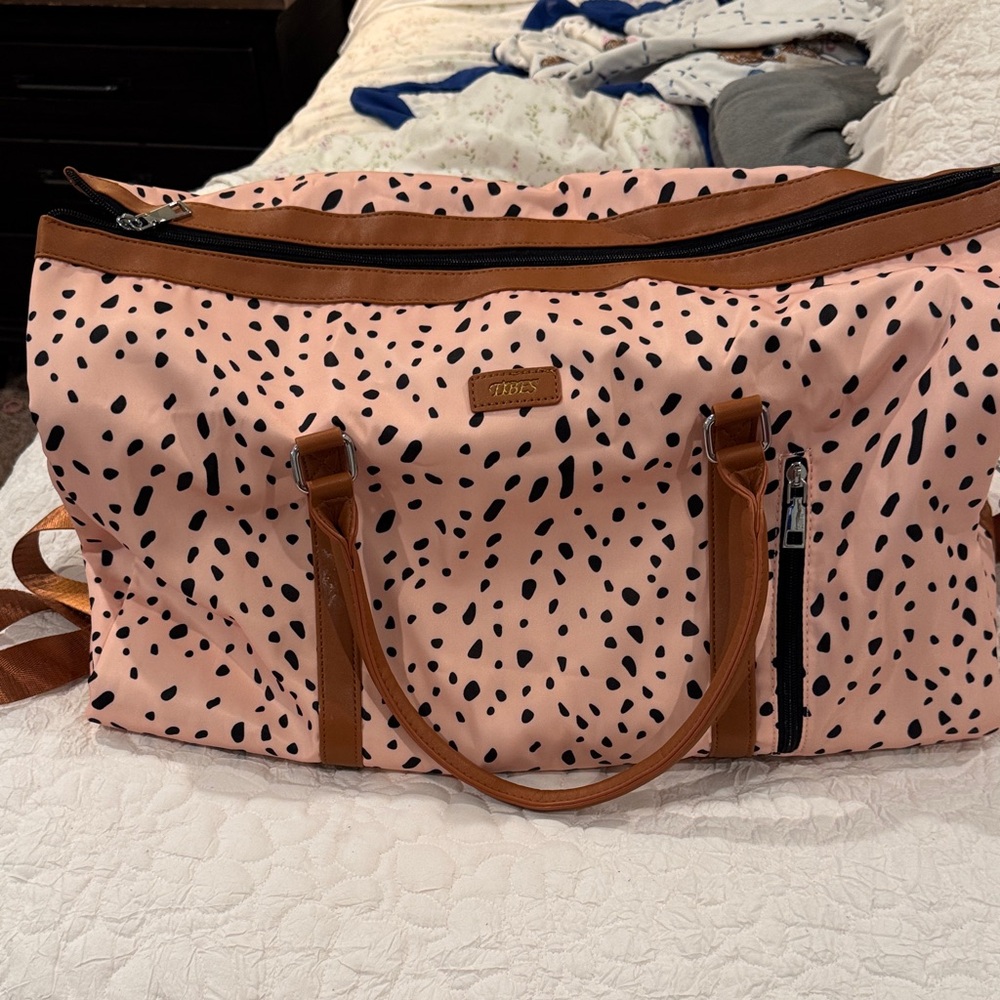 Pink and Brown Travel Bag